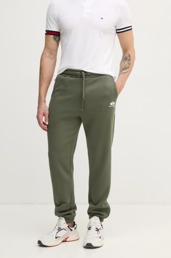 Tepláky Alpha Industries pánske, zelená farba, s nášivkou, 156370