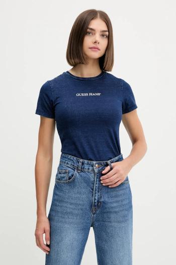 Bavlnené tričko Guess Jeans dámske, modrá farba, W5GI41 KCTL1