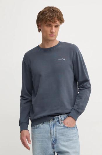 Bavlnená mikina Pepe Jeans DAVY CREW pánska, šedá farba, s potlačou, PM582740