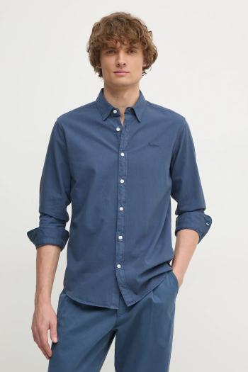 Bavlnená košeľa Pepe Jeans pánska, tmavomodrá farba, regular, s golierom button-down