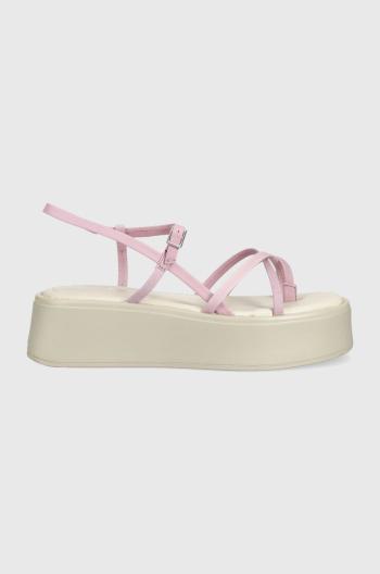 Kožené sandále Vagabond Shoemakers Courtney dámske, ružová farba, na platforme
