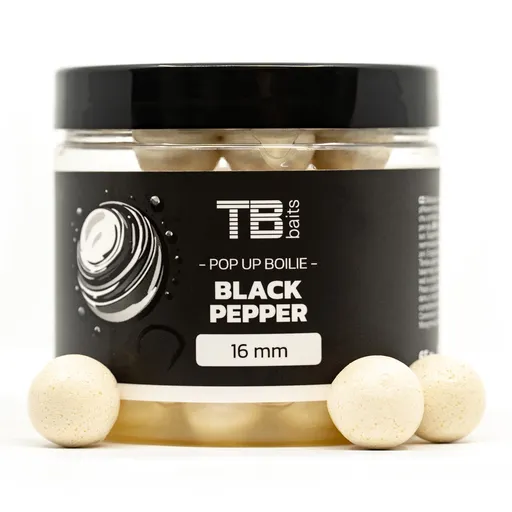 Tb baits plávajúce boilie pop-up white black pepper + nhdc 65 g-16 mm