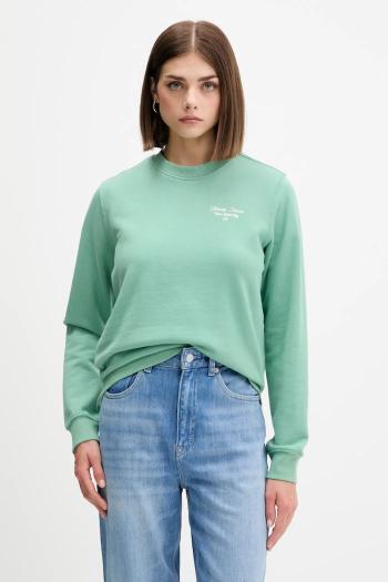 Bavlnená mikina Tommy Jeans zelená farba, s potlačou, DW0DW21960