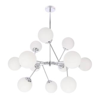 Závesná lampa BELWEDER chróm 12x40W E14 biele tienidlo