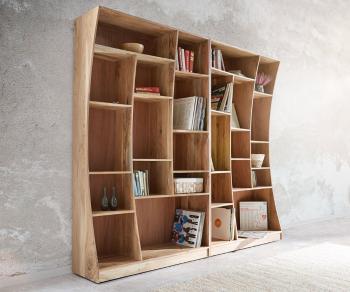 Sada 2 voľne stojacich regálov Live Edge 242 cm prírodná akácia