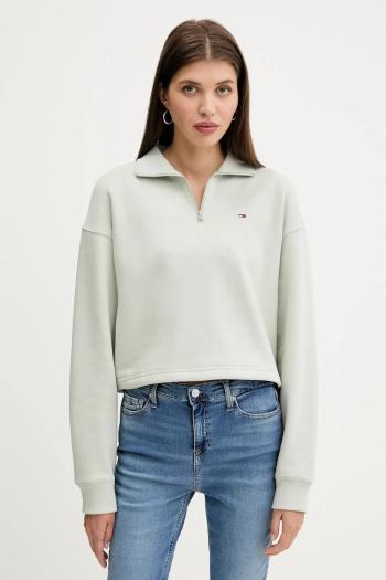 Mikina Tommy Jeans zelená farba, jednofarebná, DW0DW20946