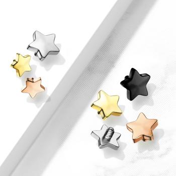 Náhradná hlavička do implantátu z chirurgickej ocele, hviezda 4 mm, hrúbka 1,6 mm, PVD - Farba: Čierna