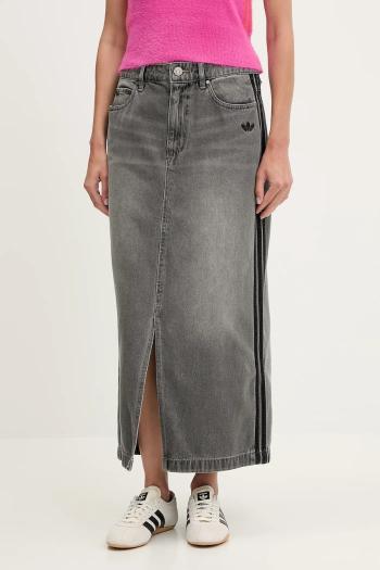 Rifľová sukňa adidas Originals Denim Long Skirt šedá farba, maxi, rovný strih, JW2659