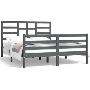 Rám postele sivý masívne drevo 150 × 200 cm King Size, 3105867
