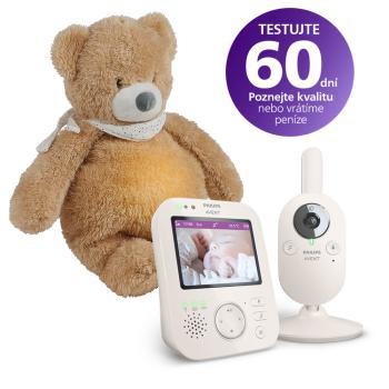 Philips AVENT Chůvička dětská video SCD891/26+NATTOU Uspáváček 4v1 Sleepy Bear Pale Brown 0m+