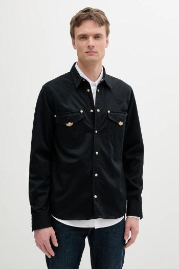 Bavlnená košeľa Versace Jeans Couture čierna farba, regular, 78GAL250 CDWRB