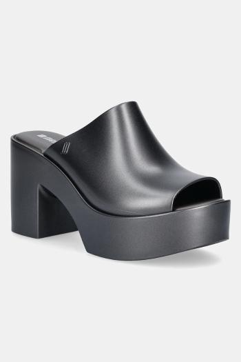 Šľapky Melissa MELISSA MULE HYPE METALLIC AD dámske, šedá farba, na podpätku, M 36497.BI596