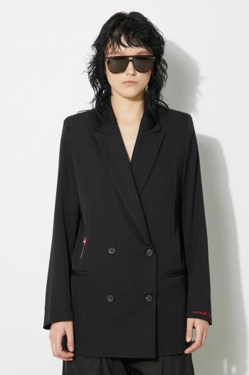 Vlnené sako Fiorucci Black Double Breasted čierna farba, dvojradové, W01FPBDO044KN03BK01