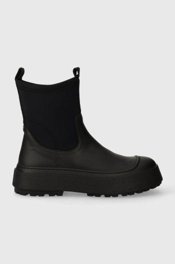 Členkové topánky GARMENT PROJECT Milo Chelsea dámske, čierna farba, na plochom podpätku, GPWF2503
