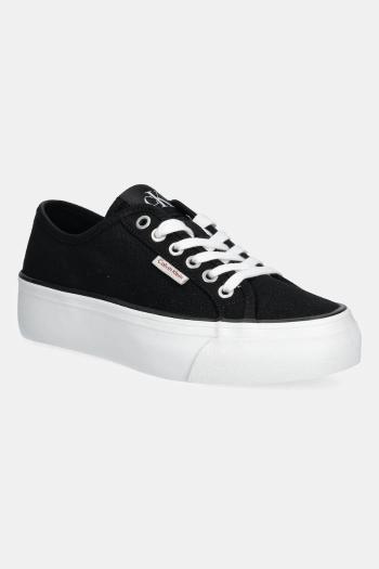 Tenisky Calvin Klein Jeans VULC FLATFORM CTN LOGO TAG čierna farba, YW0YW01838