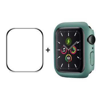 ENKAY Plastový kryt s tvrdeným sklom pre Apple Watch 9 / 8 / 7 (45mm) zelený