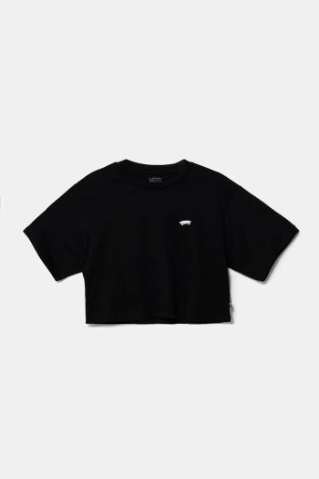 Detské bavlnené tričko Vans SALTON RELAX CROP čierna farba, VN000P5RBLK1