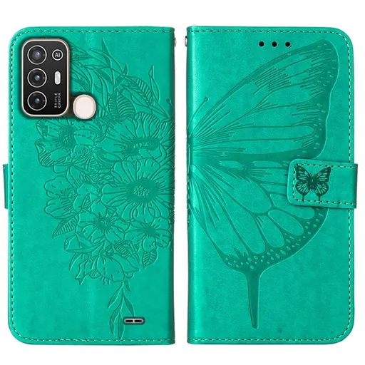 ART BUTTERFLY Peňaženkový kryt ZTE Blade A52 zelený