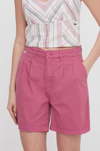 Šortky Pepe Jeans VANIA dámske, ružová farba, jednofarebné, vysoký pás, PL801094