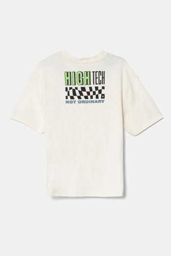 Detské bavlnené tričko United Colors of Benetton béžová farba, s potlačou, 3I1XC10O4