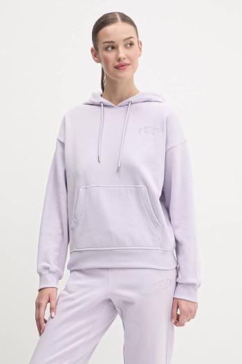 Mikina Dkny dámska, fialová farba, s kapucňou, jednofarebná, DP4T1097