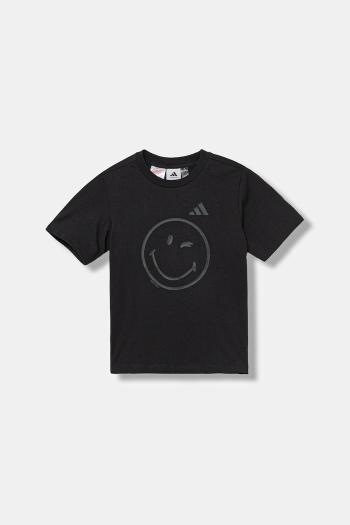 Detské bavlnené tričko adidas x Smiley čierna farba, vzorované, JN2160