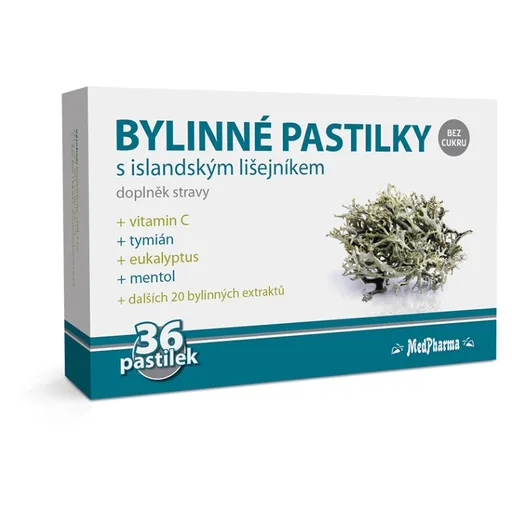 MEDPHARMA Bylinné pastilky s islandským lišajníkom 36 ks