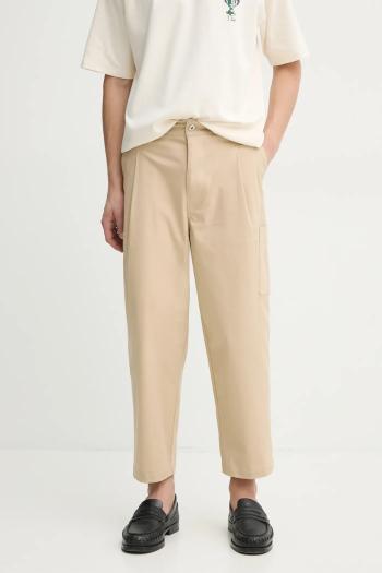 Nohavice Drôle de Monsieur Le Pantalon Cropped Twill pánske, béžová farba, rovné, F-BP155-CO206-BG