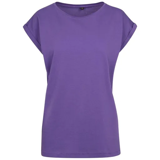 Build Your Brand Voľné dámske tričko s ohrnutými rukávmi - Fialová | XL