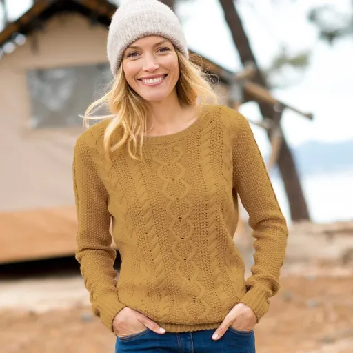 Pulóver s okrúhlym výstrihom a vrkočovým vzorom
