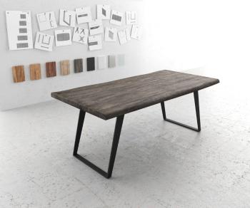 Jedálenský stôl Edge 200x100 XL akácia platina kovový uhlový