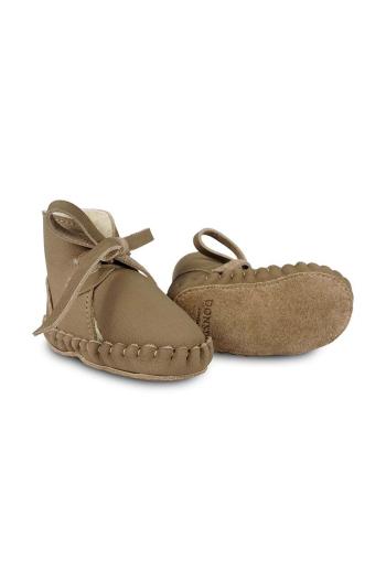 Kožené topánky pre bábätká Donsje Pina Classic Booties béžová farba, 1018200