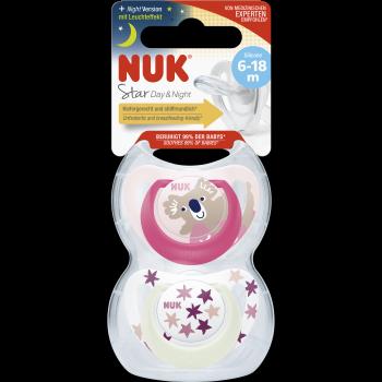 NUK Cumlík Star Den&Noc 6-18 m ružová 2 ks