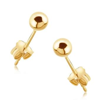 Zlaté náušnice 14K lesklé hladké guľôčky na puzetke, 5 mm