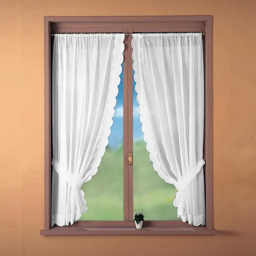 1 pár záclon s výšivkou Cornely so zladenou sponou, s otvorom na garnižovú tyč