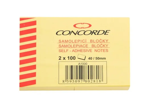 Bloček samolepiaci 40x50mm 2x100 listov Concorde