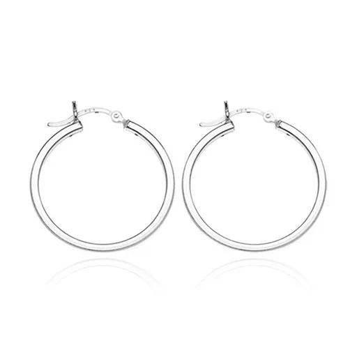 Kruhové strieborné náušnice 925 - štvorhranná lesklá línia, 16 mm