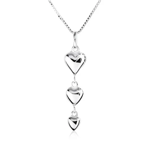 Náhrdelník zo striebra 925, prívesok troch zmenšujúcich sa sŕdc