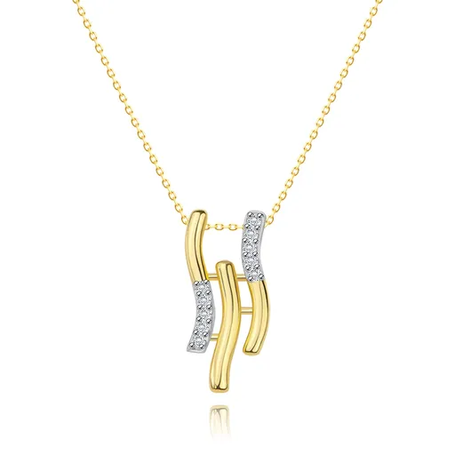 Náhrdelník v kombinovanom 14K zlate - vlnky s čírymi zirkónmi, tenká retiazka