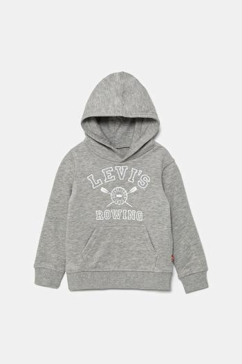 Detská mikina Levi's VARSITY ROWING HOODIE šedá farba, s kapucňou, s potlačou, 8EM573