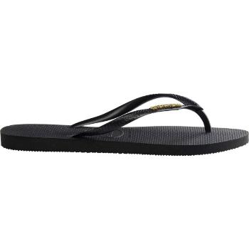 HAVAIANAS SLIM LOGO METALLIC Női flip-flop papucs, fekete, méret 41/42