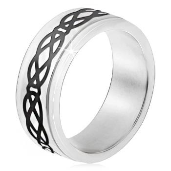 Oceľový prsteň, vyvýšený pás, motív sĺz a kosoštvorcov, hrubé línie - Veľkosť: 67 mm