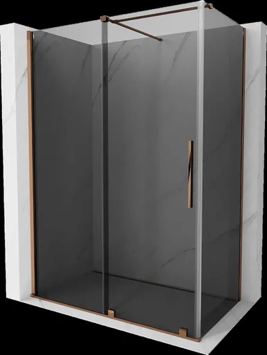 MEXEN/S - Velár sprchovací kút, posuvné dvere 130 x 75, grafit, ružové zlato 871-130-075-41-60