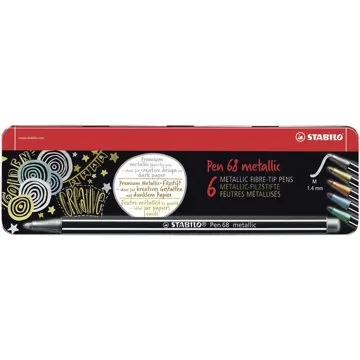 STABILO Pen 68 metallic, 6 ks, kovové puzdro (4006381530323)