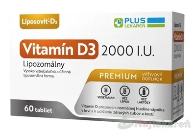 PLUS LEKÁREŇ Lipozomálny vitamín D3 2000I.U. 60tbl