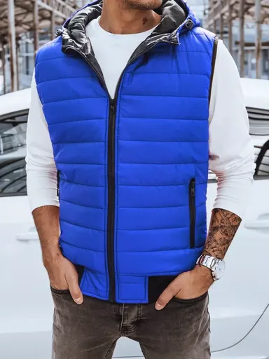 Trendová modrá vesta