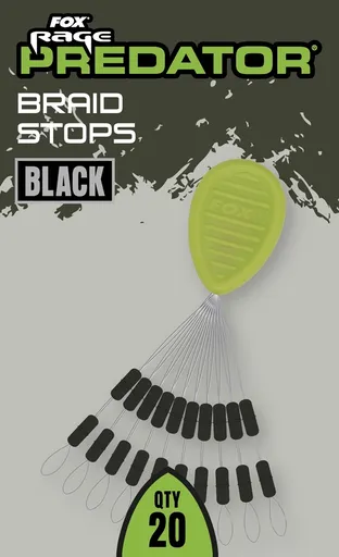Fox rage predator zarážky braid stops black 20 ks