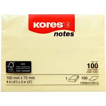 KORES 100 x 75 mm, 100 lístků, žltý (1318/8781000)