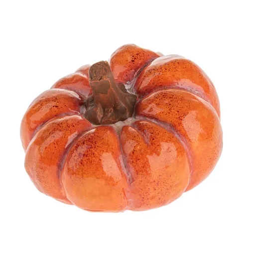 Jesenná keramická tekvica, 10 x 7 cm, oranžová