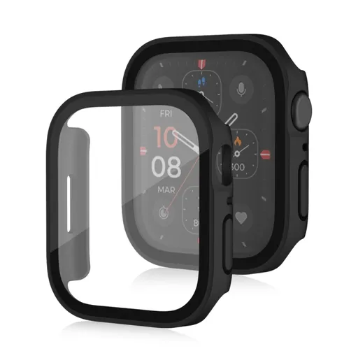 PC FULL COVER Plastový kryt so sklom pre Apple Watch SE / SE 2022 / SE 2023 / SE 2025 (40mm) čierny